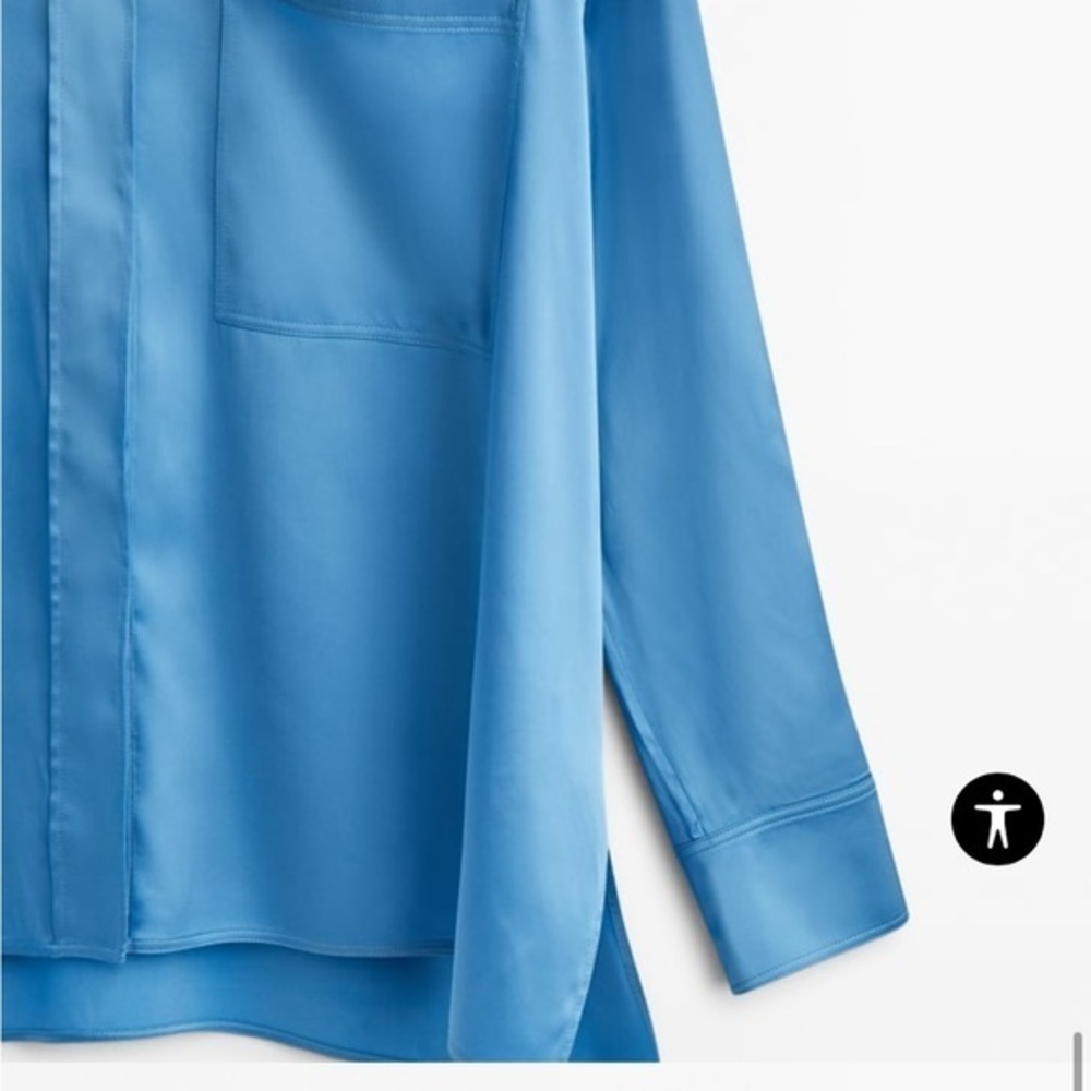 Massimo Dutti Blue Satin Blouse - Picture 10 of 11